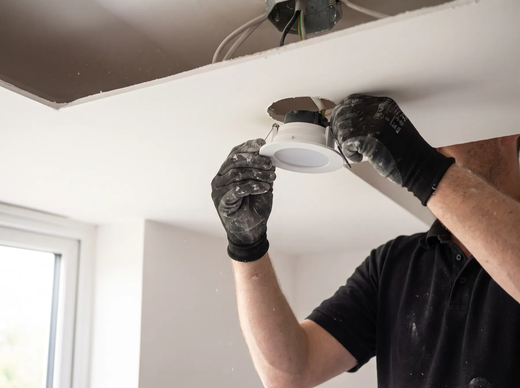 LED downlight install in a plaster ceiling