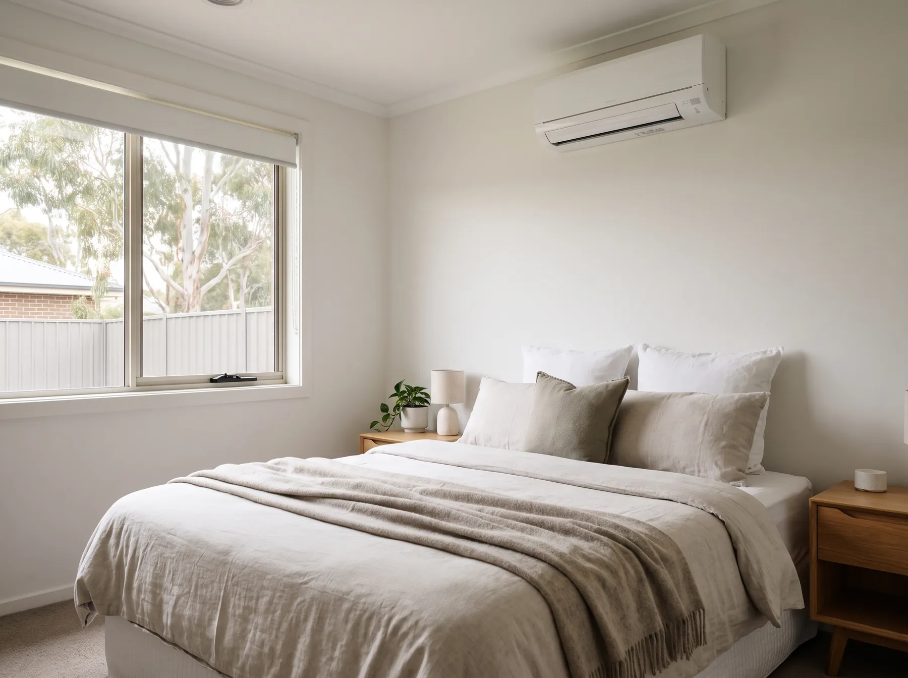 Commissioned split system in a bedroom